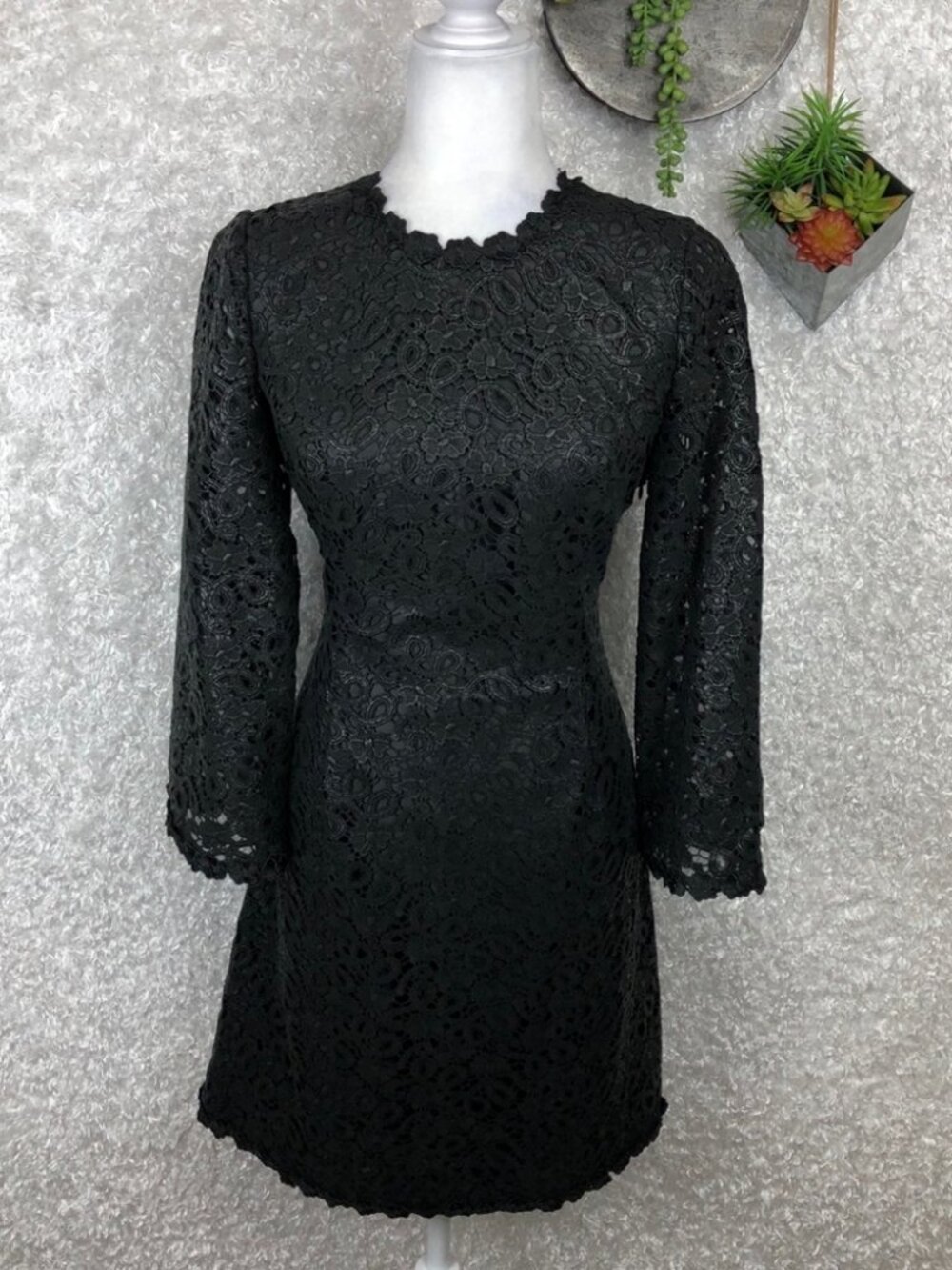 Kate Spade Black Quinn Floral Lace Mini Dress